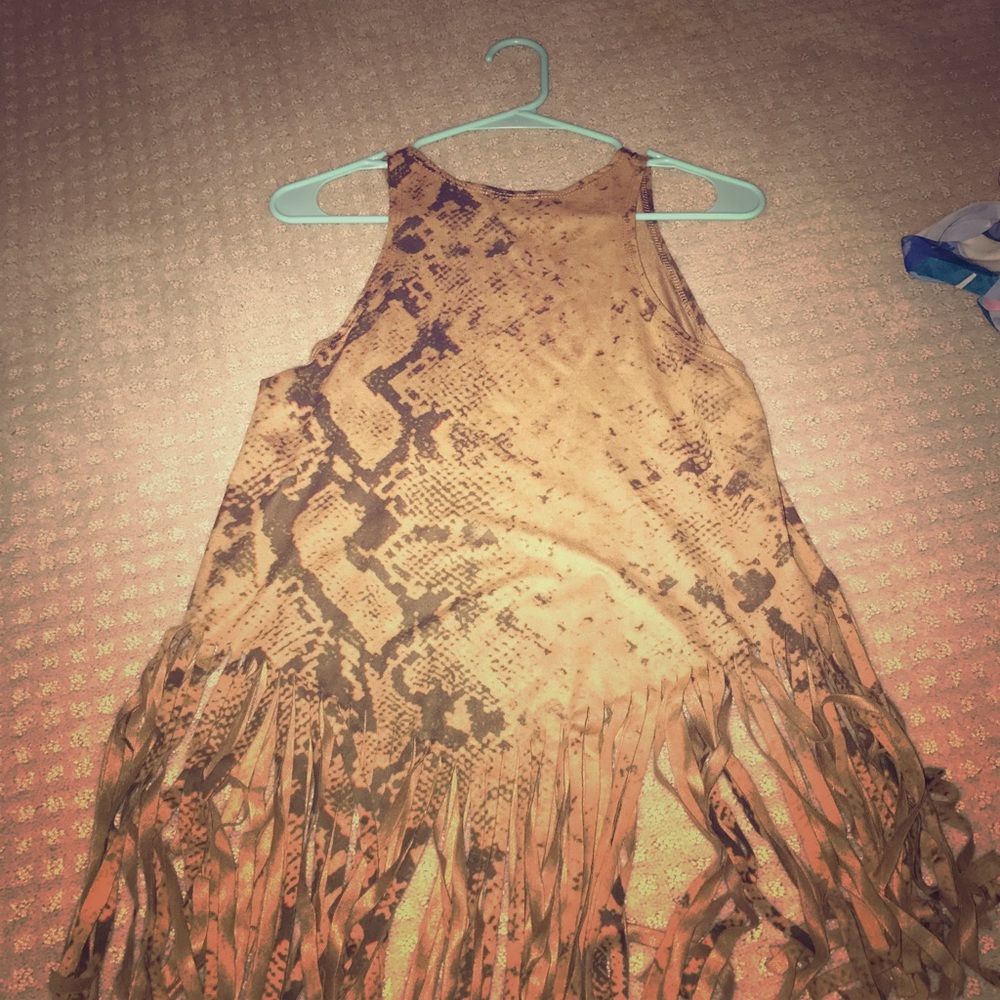 Snake print top with tassels